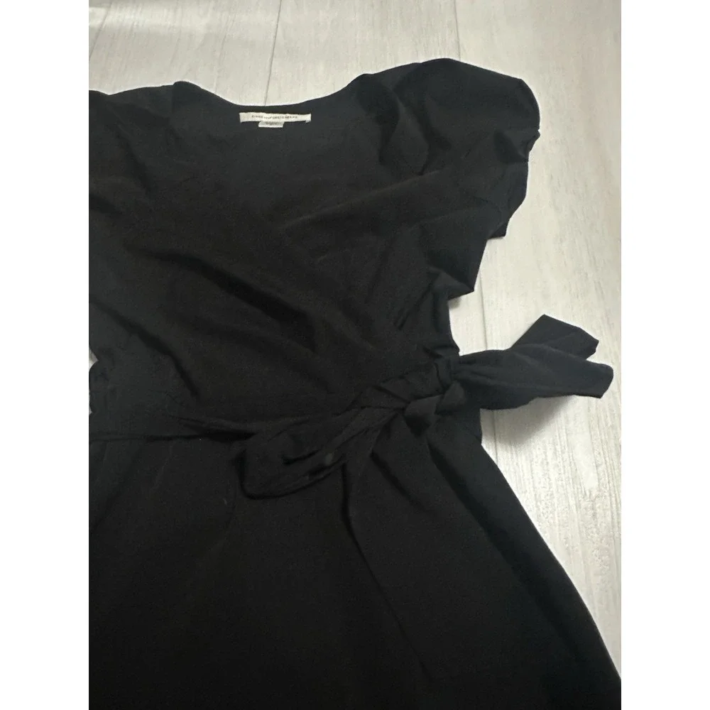Diane Von Furstenberg DVF Mini Black Wrap Dress Cap Sleeve Sz‎ 8 Black